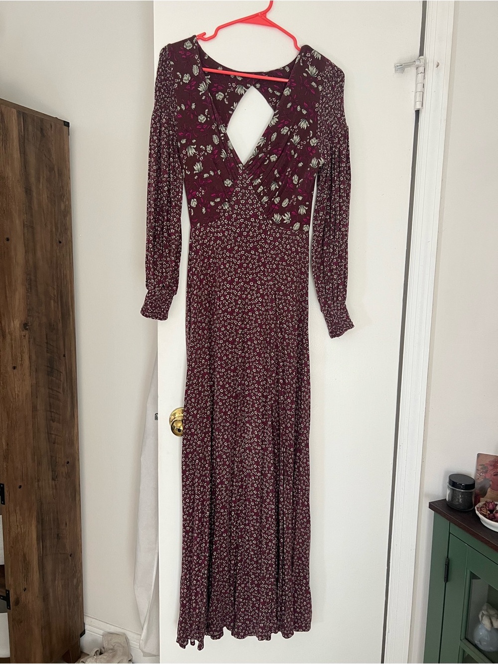 Free People Burgundy Floral Maxi Dress